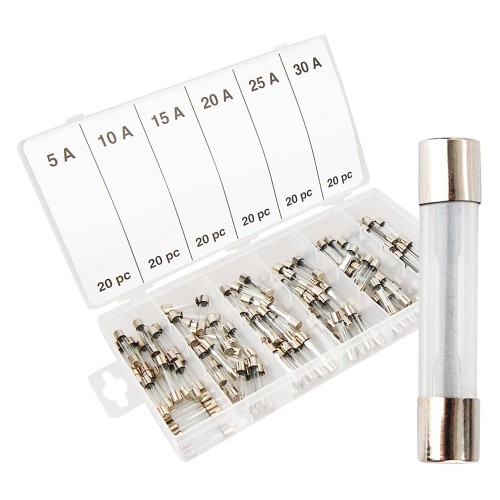 Set 120 Pz Fusibili Elettrici A Cartuccia In Vetro Soffiato 5a - 30a Cod. 02078